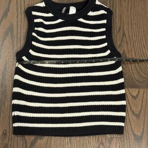 H&M Black and White Striped Knit Tank Top